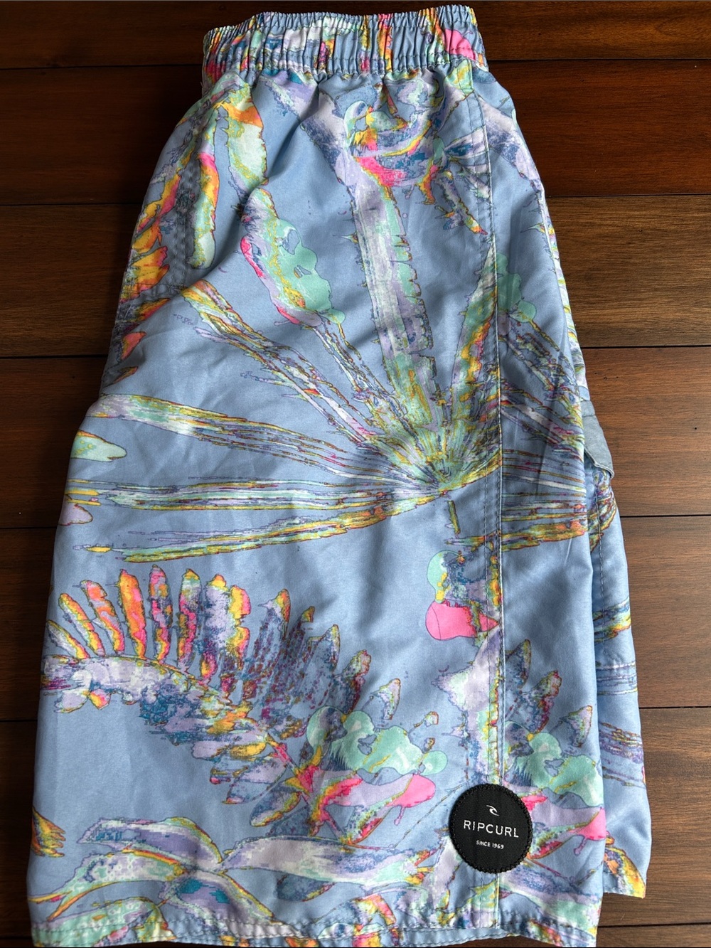 Rip Curl Light Blue Tropical Palm Print Swim Shorts